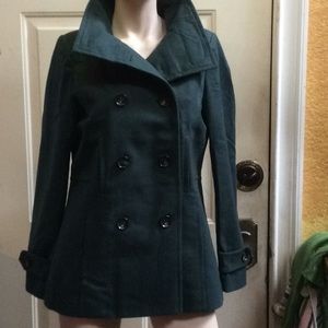 Hunter green wool & polyester coat Sz L